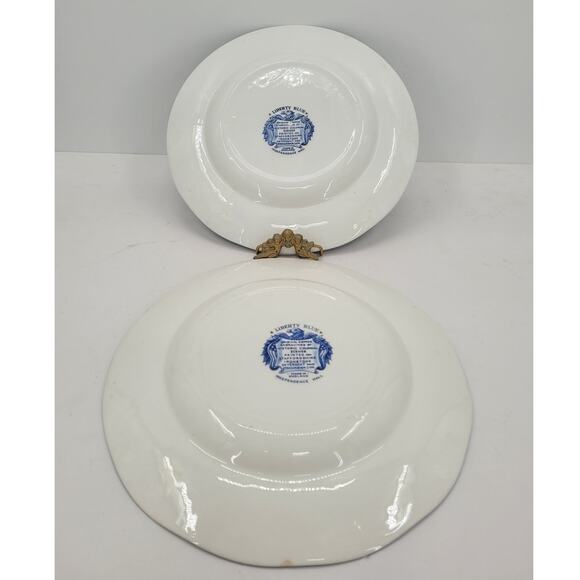 Staffordshire Vintage Liberty Blue 1776 Colonial Transferware 2 Dinner Plate 1-5 - Picture 5 of 10